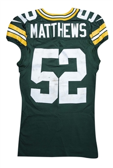 2017 Clay Matthews Game Used Green Bay Packers Home Jersey Photo Matched To 10/22/2017 (NFL-PSA/DNA & Resolution Photomatching)